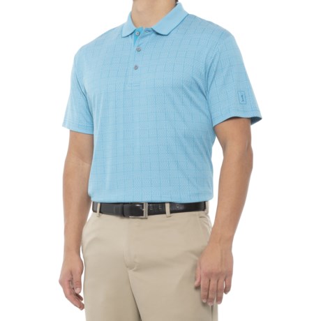 PGA Tour Texture Windowpane Golf Polo Shirt - Short Sleeve (For Men) - BLUE DANUBE (M )