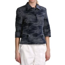 Textured Cotton Jacket - 3/4 Sleeve (For Women) in Admiral Navy - 2nds