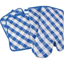 The Great Outdoors Oven Mitt and Pot Holder Set - 4-Piece in Blue - Closeouts