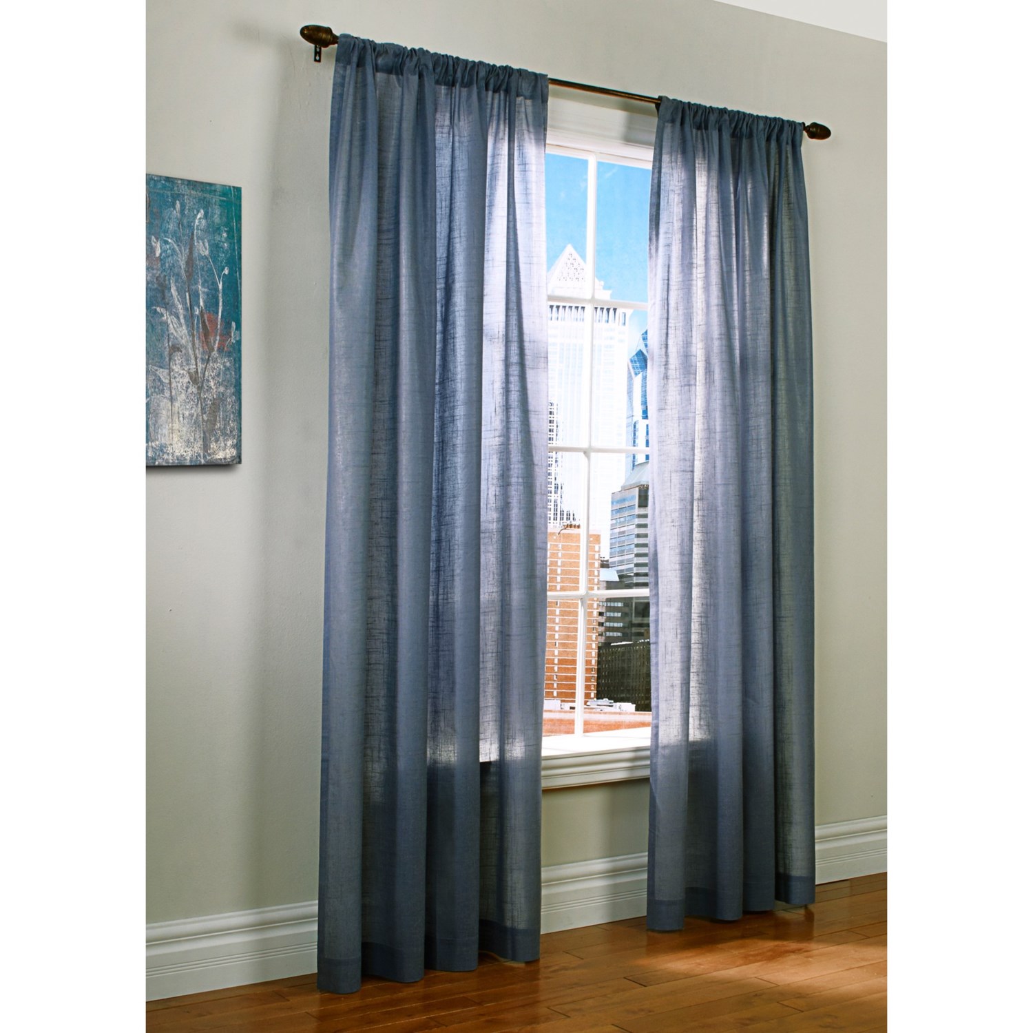 Thermalogic Weathervane SemiSheer Curtains 100x95”, RodPocket, Insulated in Blue