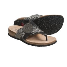 Think! Julia Thong Sandals - Leather Patchwork (For Women) in Black Combo - Closeouts