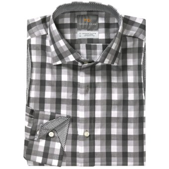 Thomas Dean Big Check Sport Shirt - Long Sleeve (For Men) in Grey