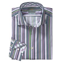 Thomas Dean Bright Multi-Stripe Sport Shirt - Spread Collar, Long Sleeve (For Men) in Lime/Magenta/Black - Closeouts