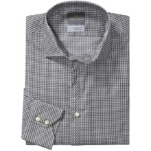 Thomas Dean Cotton Check Sport Shirt - Long Sleeve (For Men and Tall Men) in Grey - Closeouts