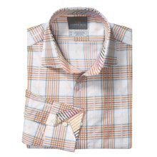 Thomas Dean Cotton Plaid Sport Shirt - Long Sleeve (For Men) in Light Blue/Orange/White - Closeouts