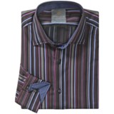 Thomas Dean Cotton Stripe Sport Shirt - Long Sleeve  (For Men and Tall Men)