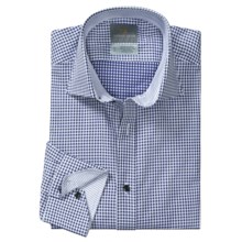 Thomas Dean Mini Gingham Check Sport Shirt - Long Sleeve (For Men) in Blue/White - Closeouts
