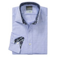 Thomas Dean Mini Gingham Check Sport Shirt - Long Sleeve (For Men) in Navy/White - Closeouts