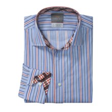 Thomas Dean Multi-Stripe Sport Shirt - Long Sleeve (For Men) in Blue/Red/Black - Closeouts