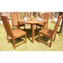 Three Birds Casual 48" Round Dining Set - 5-Piece, Acacia Wood in Natural - Closeouts