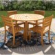 Three Birds Casual 5-Piece Premium Teak 48” Round Dining Set