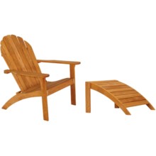 Three Birds Casual Adirondack Chair and Footstool - Teak Wood in Natural - Closeouts