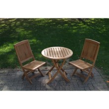 Three Birds Casual Teak Dining Set - 3-Piece, Folding Chairs in Natural - Closeouts