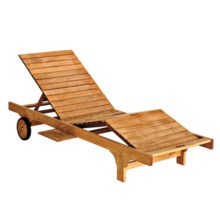 Three Birds Casual Teak Lounger Chair with Cushions in Natural - Closeouts