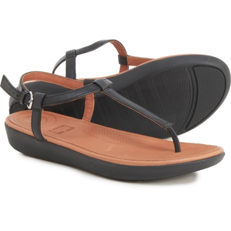 FitFlop Tia Toe Thong Sandals - Leather (For Women) - 001 BLACK (7 )
