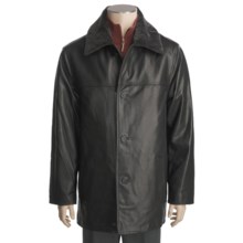 Tibor Leather Lambskin Car Coat - Removable Mouton Fur Collar and Quilted Liner (For Men) in Black - Closeouts