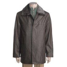 Tibor Leather Lambskin Car Coat - Removable Mouton Fur Collar and Quilted Liner (For Men) in Brown - Closeouts