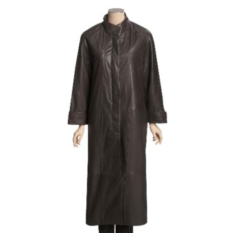 Tibor Leather New Zealand Lamb Coat - Full Length, Zip-Out Liner (For Women) in Brown
