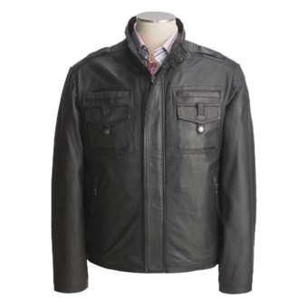 Tibor Leather Washed and Waxed Lambskin Jacket - Insulated (For Men) in Grey
