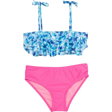 Kensie Tie-Dye In Motion Bikini Set - UPF 50 (For Big Girls) - BLUE (7/8 )