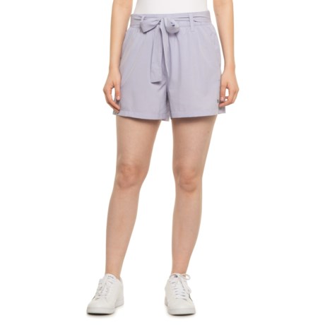 Apana Tie-Front Belted Woven Shorts (For Women) - IRIS BLUE (L )