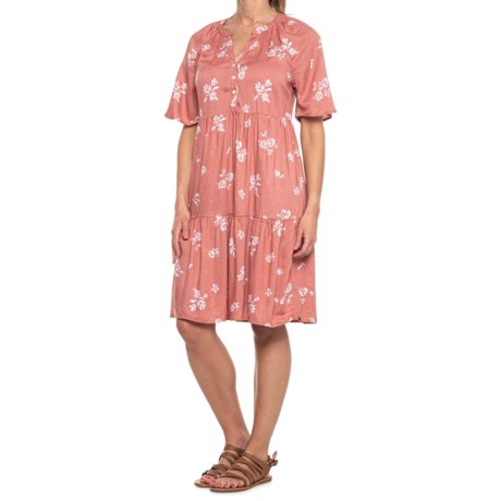 North River Tiered Dress - Short Sleeve (For Women) - ROSE (L )