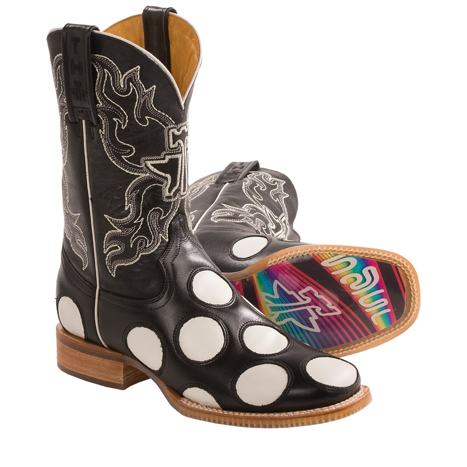 Tin Haul Glowka Polka-Dot Cowboy Boots (For Women) in Black/Multi