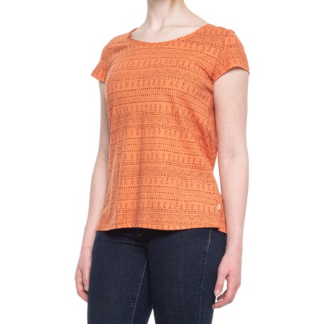 TOADandCO Tissue Cross-Back T-Shirt - Short Sleeve (For Women) - PAPAYA GEO SEED PRINT (M )