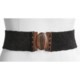 TLC Beaded Stretch Belt - Wooden Oval Buckle (For Women)
