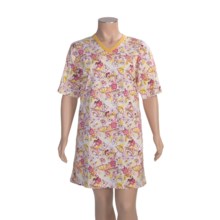 Toast and Jammies V-Neck Nightshirt - Missy Cut, Short Sleeve (For Women) in Grits Floral Print - Closeouts