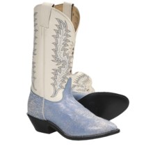 Tony Lama Denim Krackle Cowboy Boots - Leather (For Women) in Bone/Soft Ice - Closeouts