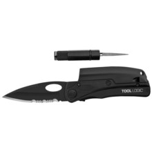 Tool Logic SL Pro Sharpener Multitool - Partially Serrated Blade, Tactical Black in Black - Closeouts