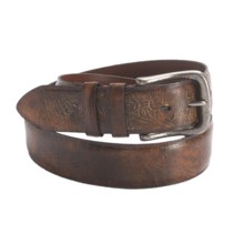 Torino Embossed Glove Leather Belt - 38mm (For Men) in Brown - Closeouts