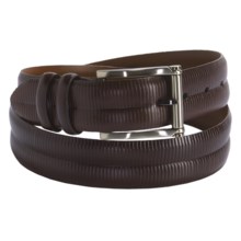 Torino Grooved Embossed Calf Leather Belt - 35mm (For Men) in Brown - Closeouts