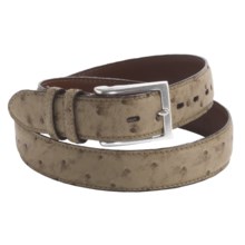 Torino Waxed Vintage Belt - South African Ostrich Leather, 35mm (For Men) in Taupe - Closeouts