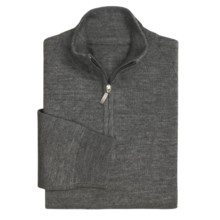 Toscano Argyle Jaquard Mock Neck Sweater - Zip Neck (For Men) in Flint Melange - Closeouts