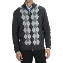 Toscano Argyle Zip Sweater - Merino Wool-Acrylic in 902 Brown - Closeouts