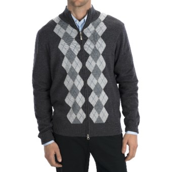 Toscano Argyle Zip Sweater - Merino Wool-Acrylic in 902 Brown