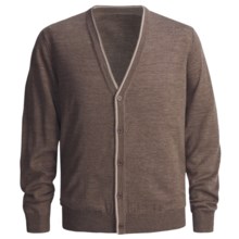 Toscano Cardigan Sweater - Two-Color Tipping, Merino Wool (For Men) in Brown Melange - Closeouts