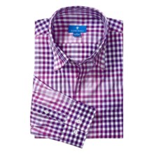 Toscano Cotton Check Sport Shirt -  Hidden Button-Down Collar, Long Sleeve (For Men) in Tearose - Closeouts