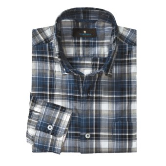 Toscano Cotton Plaid Sport Shirt - Button-Down Collar, Long Sleeve (For Men) in Harbor