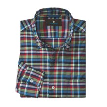 Toscano Cotton Plaid Sport Shirt - Button-Down Collar, Long Sleeve (For Men) in Ink - Closeouts