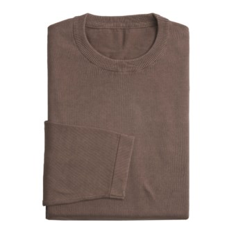 Toscano Crew Neck Sweater - Acid-Washed Cotton (For Men) in Coffee Bean