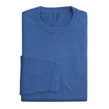 Toscano Crew Neck Sweater - Acid-Washed Cotton (For Men) in Mid Blue - Closeouts