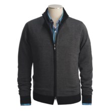 Toscano Diagonal Weave Sweater - Merino Wool-Blend, Full Zip (For Men) in Black/Charcoal - Closeouts