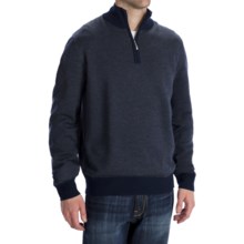 Toscano Diagonal-Weave Sweater - Merino Wool, Zip Neck (For Men) in Navy - Closeouts