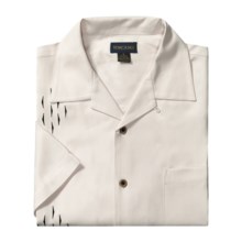 Toscano Embroidered Silk Shirt - Short Sleeve (For Men) in Seashell Diamonds - Closeouts