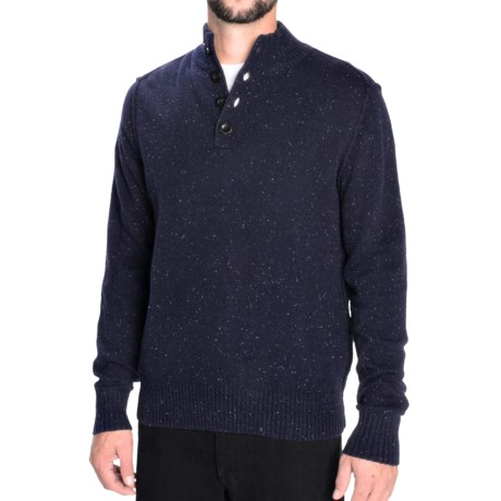 Toscano Flecked Mock Neck Pullover Sweater Lambswool Blend (For Men)