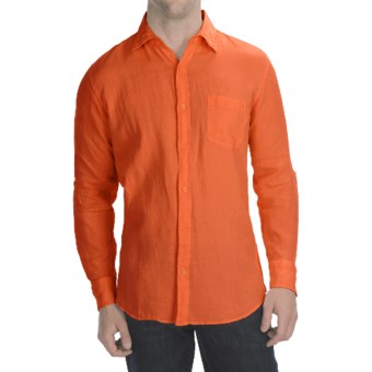 Toscano Garment-Washed Linen Shirt - Long Sleeve (For Men) in Orange