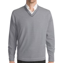 Toscano Horizontal Stripe Sweater - Cotton, V-Neck (For Men) in Navy/White - Closeouts